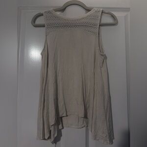 American Eagle Outfitters Lace Detail Cream Tank Top
